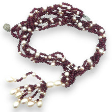 Natural Garnet Ball & Fresh Water Pearl Gemstone Necklace Jewelry
