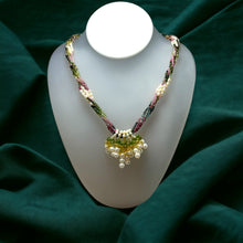 Natural Multi Tourmaline Peridot Citrine with Pearl Necklace Jewelry