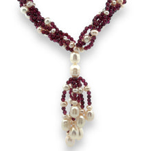 Natural Garnet Plain Ball & Pearl Gemstone Handmade Necklace