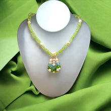 Natural Peridot Pearl Blue Topaz Birthstone Necklace Jewelry
