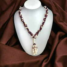 Natural Garnet & Pearl Gemstone Handmade Necklace