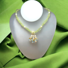 Natural Peridot Blue Topaz Citrine Smooth Pearls Gemstone Necklace