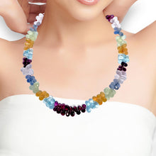 Natural Prehnite Citrine Swiss Blue Topaz Rhodolite Rose Quartz Iolite Gemstone Necklace