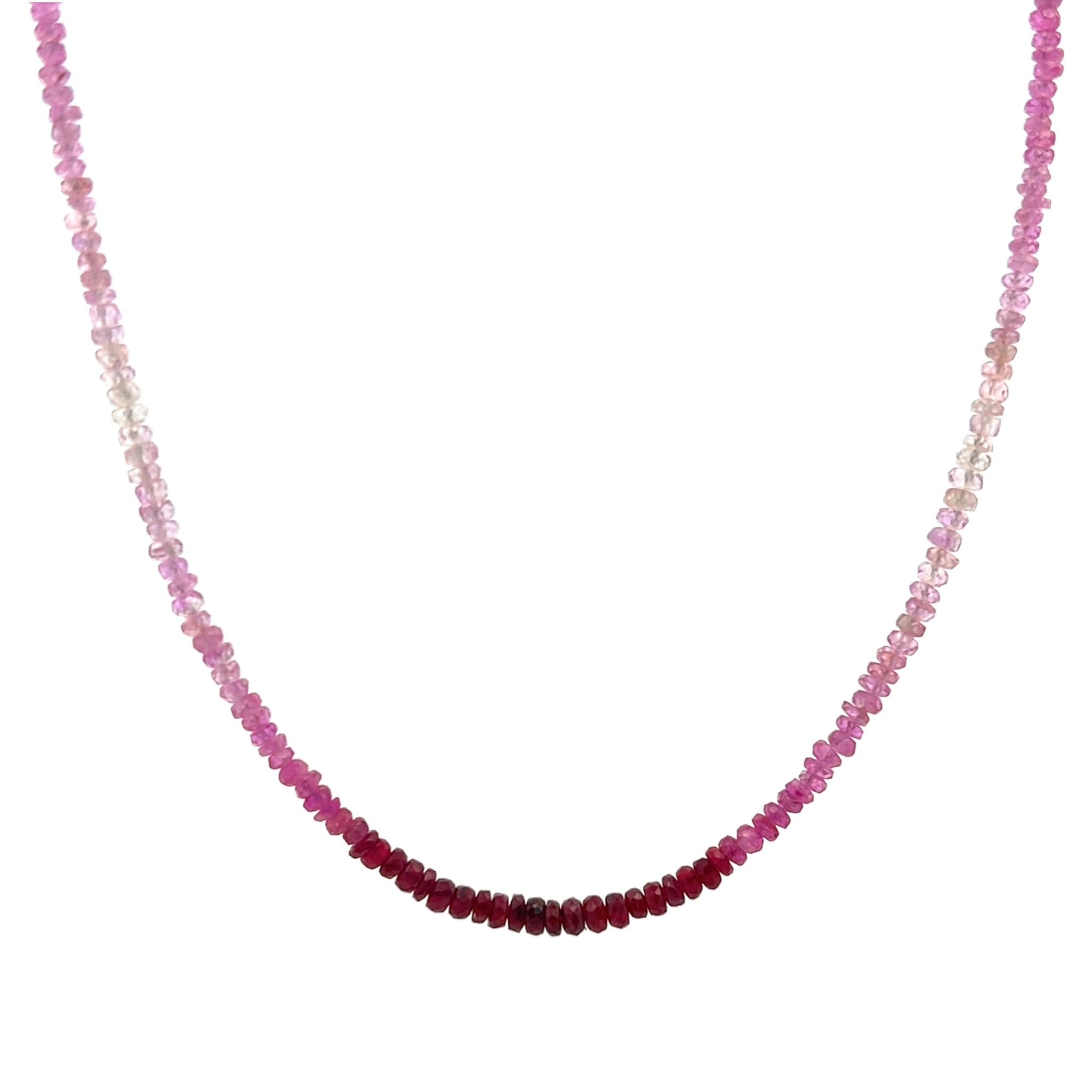 Handmade Necklace Natural Shaded Ruby Gemstone Red Ombre Beaded Jewelry