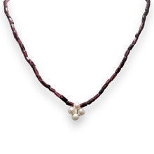 Natural Garnet Tube & Button Pearl Gemstone Necklace