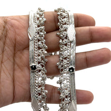 Multi Layered Ethnic German Silver Anklet Pair with Tinkling Charms and Motifs