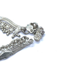 Multi Layered Ethnic German Silver Anklet Pair with Tinkling Charms and Motifs