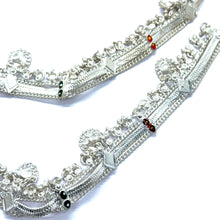 Bohemian Style German Silver Anklet Pair with Subtle Engraved Motifs and Charms Jewelry