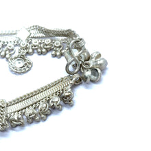 Bohemian Style German Silver Anklet Pair with Subtle Engraved Motifs and Charms Jewelry