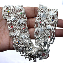 Multi-Layered German Silver with Anklet Pair with Bells Charms and Engraved Heart Motifs Payal