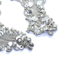 Multi-Layered German Silver with Anklet Pair with Bells Charms and Engraved Heart Motifs Payal