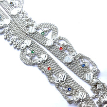 Multi-Layered German Silver with Anklet Pair with Bells Charms and Engraved Heart Motifs Payal