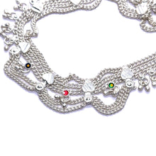 Traditional Multi Layered German Silver Payal Pair with Heart Motif and Anklet Bells