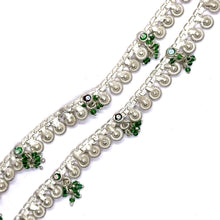 Unique Bohemian Style German Silver Pair with Green Beads Charm Anklet Jewelry