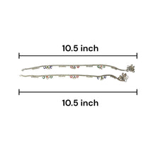 Classic German Silver with colorful Heart Charms and Tingling Bells Anklet Pair