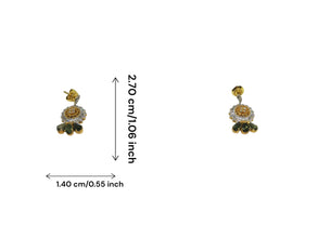 18K Yellow Gold Pendant Earring with Diamond & Green Tourmaline Natural Forest Floral Jewellery Set