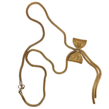 Cuban Link Lariat Style Wire Mesh with Bow Snake Chain Flexi Yellow Plated Necklace – Flexible Fashion Jewelry