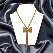 Cuban Link Lariat Style Wire Mesh with Bow Snake Chain Flexi Yellow Plated Necklace – Flexible Fashion Jewelry