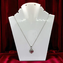 Pink Heart Pendant Beaded Chain Necklace with Rhinestone Charm – Cute and Stylish Fashion Jewelry