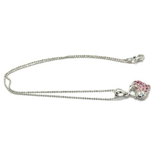 Pink Heart Pendant Beaded Chain Necklace with Rhinestone Charm – Cute and Stylish Fashion Jewelry