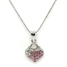 Pink Heart Pendant Beaded Chain Necklace with Rhinestone Charm – Cute and Stylish Fashion Jewelry