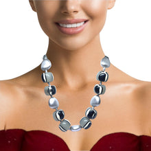 Bold Artisan Beaded Necklace in Simulated Monochrome Agate – Handmade Contemporary Statement Jewelry