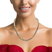 Yellow-Tone Shiny Snake Scale Linked Tube Necklace – Bold Modern Choker-Style Fashion Jewelry