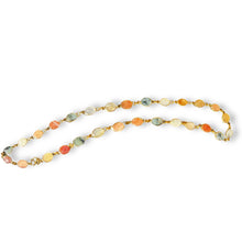 Natural Handmade Station Necklace Semiprecious Gemstone Flat Oval Cut Chain Jewelry