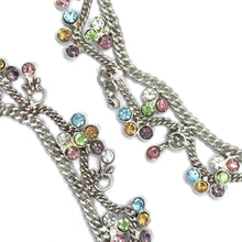 Multi Layered German Silver Anklet Pair with Colorful Stones and Sound Charms