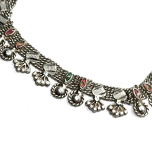 Elegant German Silver Anklet Pair with Bohemian Style Traditional Motifs and Charms