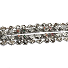 Elegant German Silver Anklet Pair with Bohemian Style Traditional Motifs and Charms