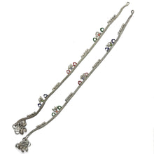 Classic German Silver with colorful Heart Charms and Tingling Bells Anklet Pair