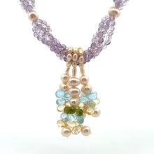 Natural Amethyst Swiss Blue Topaz Peridot Citrine Pearl Gemstone Necklace