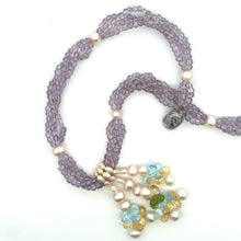 Natural Amethyst Swiss Blue Topaz Peridot Citrine Pearl Gemstone Necklace