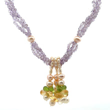 Natural Amethyst Pearl Citrine Peridot Gemstone Crafted Necklace