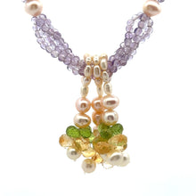 Natural Amethyst Pearl Citrine Peridot Gemstone Crafted Necklace