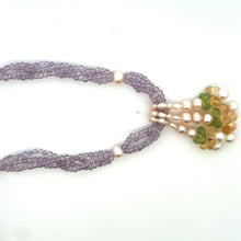 Natural Amethyst Pearl Citrine Peridot Gemstone Crafted Necklace