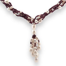 Natural Garnet & Pearl Gemstone Handmade Necklace