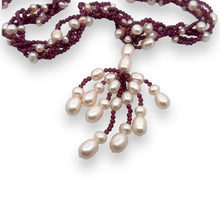 Natural Garnet & Pearl Gemstone Handmade Necklace