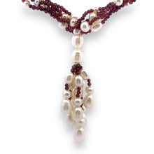 Natural Garnet & Pearl Gemstone Handmade Necklace