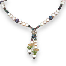 Natural Multi Tourmaline Pearl Citrine Peridot Multi Colored Gemstone Necklace