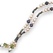Natural Multi Tourmaline Pearl Citrine Peridot Multi Colored Gemstone Necklace