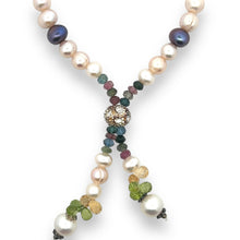 Natural Multi Tourmaline Pearl Citrine Peridot Multi Colored Gemstone Necklace