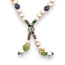 Natural Multi Tourmaline Pearl Peridot Citrine Handmade Necklace