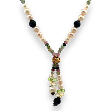 Natural Multi Tourmaline Pearl Citrine Peridot Beads Crafted Necklace