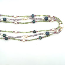 Natural Peridot Amethyst & Pink Tourmaline Pearl Ball Gemstone Necklace Jewelry