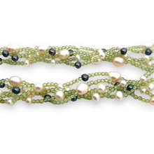 Natural Peridot & Pearl Round Plain Birth Gemstone Necklace