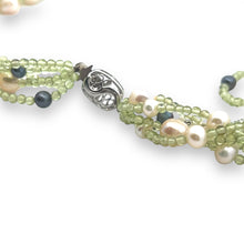 Natural Peridot & Pearl Round Plain Birth Gemstone Necklace