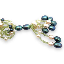 Natural Peridot & Pearl Round Plain Birth Gemstone Necklace