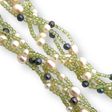 Natural Peridot & Pearl Round Plain Birth Gemstone Necklace